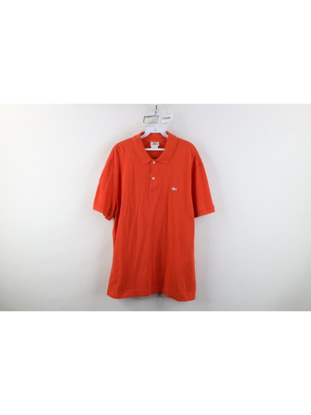 Lacoste Mens FR 7 US XL Croc Logo Pique Cotton Knit Collared Polo Shirt Orange